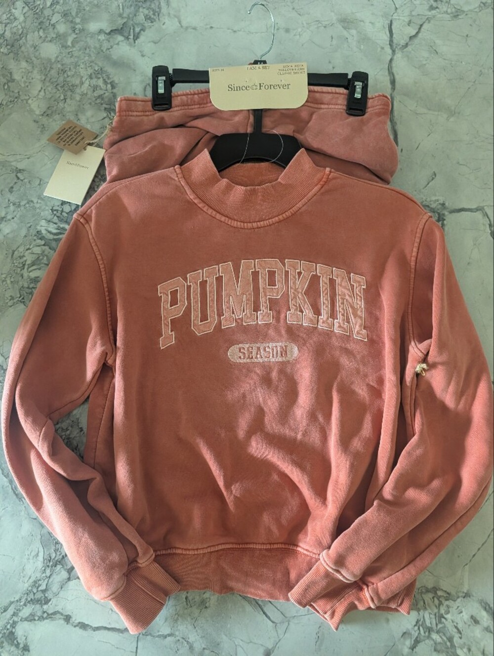 Women's Crewneck Pullover Pumpkin Season Short Set Small Medium